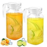 2 Stück Wasserkrug 900ML, Plastik Wasserkaraffe mit Deckel, Transparente...
