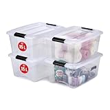 Iris Ohyama Aufbewahrungsboxen mit Deckel, 15L, 4er-Set, Transparent,...