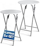 Casaria® Stehtisch 2er Set Klappbar Höhe 110cm Ø 60cm Beistelltisch...