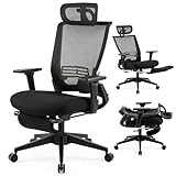 Klappbar Bürostuhl mit Fußstütze, Ergonomisch Schreibtischstuhl mit...
