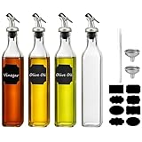 WERTIOO Ölflasche 500ML, 4PCS Olivenöl Flasche Essig Und Ölspender Set,...