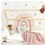 Little Deco Wandsticker Regenbogen Boho Wandtattoo Herzen Kinderzimmer...