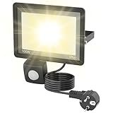 Suusolny 100W LED Strahler mit Bewegungsmelder Außenstrahler Warmweiß...