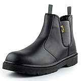 BLACK HAMMER Slip-On Sicherheitsstiefel Herren Chelsea Arbeitsschuhe Leder...