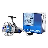 York Angelrolle Skyline RD 3000 Heckbremse mit Schnur bespult, Silber, Blau