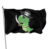 Flagge mit Piraten-Dinosaurier-Motiv für drinnen und draußen, mit Öse,...