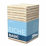 KeraBlocks Basic Eiche - 210 Stück Holzklötzchen zum Basteln 160x22x8mm -...