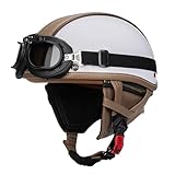 Leder Motorrad Halbhelme Retro Halbschalenhelm Fahrradhelm Erwachsene...