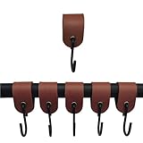Kleiderhaken Garderobe, S Haken Schwarz mit Lederschlaufe, Edelstahl Haken...