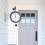 CHERIPOLI 30x9x37cm Outdoor Wanduhr, Doppelseitige Gartenuhr Garten Uhren...