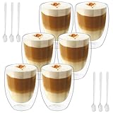 Latte Macchiato Gläser, Doppelwandige Kaffeegläser 350ml, Doppelwandige...
