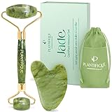 Plantifique Jade Gesichtsroller und Gua Sha Stein - Natürliches Jade...