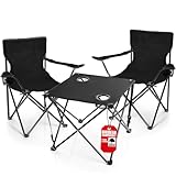 BigDean 2 Stück Campingstühle & Campingtisch faltbar schwarz -...