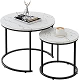 Couchtisch Rund, Satztisch 2er Set, Wohnzimmertisch, Couchtisch aus Holz,...