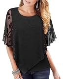 Vafoly Schwarze Bluse Damen Chiffon：Tunika Damen Sommer Blumen - Bluse...