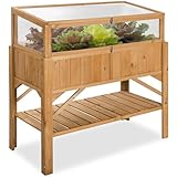 tectake® Frühbeet Aufsatz aus Holz, witterungsbeständig, Schutz vor Wind...