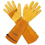 SLARMOR Gartenhandschuhe aus Leder für Damen und Herren - Dornensicher zum...