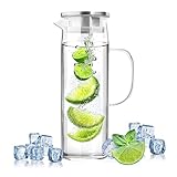 Glaskaraffe mit Deckel 1,5 L Wasserkaraffe Mit Deckel Wasser Karaffe Glas...