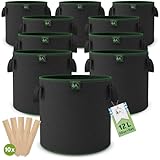 TTL Garden 10x 12L Pflanzsack aus Vlies Stoff - Stofftopf 10er Set 12 Liter...