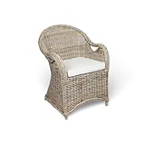 BURI Rattansessel mit Sitzkissen 84x63x66cm Sessel grau Stuhl Rattan...