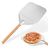 QOUBNIC Pizzaschieber Perforiert, 12 Zoll Mit Abnehmbarem Griff, 40x30cm...