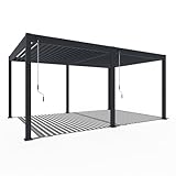 WEIDE® Deluxe Pavillon in Anthrazit mit Lamellendach 3,6x5,3 m I Rostfreie...