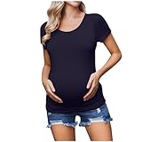 Damen Umstands-Tops Kurzarm Gestuft Basic T-Shirt Sommer Bequem Weich...