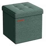SONGMICS Sitzhocker mit Stauraum, kleine klappbare Sitzbank, 30 x 30 cm...