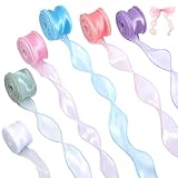 LXUEJIE 6 Rollen Schimmernd Schleifenband, Durchscheinendes Glitzer...