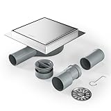 Bernkot Duschrinne Quadrat 15 * 15cm, 360° Siphon mit Geruchsstop und...