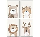 LAVEMA Bilder Babyzimmer Deko | Kinderzimmer Poster Tiere Beige | Poster A4...