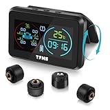 KAOLALI TPMS Reifendruckkontrollsystem, Zeit- und Temperaturanzeige TPMS,...
