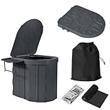 Faltbares Camping WC mit Deckel & Beutel – Tragbare Outdoor Toilette für...