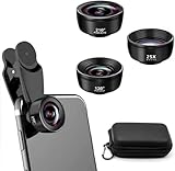 Auricase 3-in-1 Handy Kamera objektiv, Handy objektiv Set, 210°...
