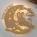 LAUBLUST Schlummerlicht Mond-Hase - Personalisiertes Baby-Geschenk zur...