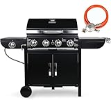 4+1 Brenner Gasgrill, Gasgrill Master mit Seitenkochfeld, BBQ Grillwagen...