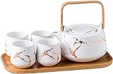 KKGUD Japanischer Stil Keramik Teeset, elegante Teekanne und 4 Teetassen...