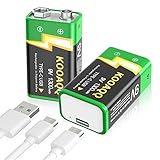 9V Wiederaufladbare Batterien, 1300mAh Langlebige Lithium-ionen Akku...