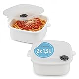 Hausfelder Mikrowellengeschirr Set mit Deckel, 2 x 1,5 Liter Schüssel...