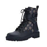 GUESS Damen Orana Springerstiefel, schwarz/braun, 40 EU