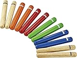 Nino Percussion Wood Claves Instrumente - 6 Paar Klanghölzer Set für...