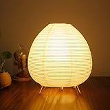 ACMHNC Reispapier Lampe Retro Reispapier Nachttischlampe mit Weiß Schirm...