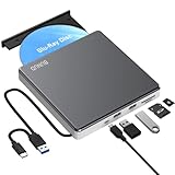 BUNUD Externe Blu Ray CD DVD Laufwerk USB 3.0 Type C Externer CD/DVD...