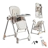Aveainelle PU-Leder Faltbarer Baby hochstuhl mit Schaukelfunktion, 5 Höhen...