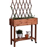 dobar® 58187e rollbares Hochbeet mit Rankgitter | Pflanzkasten auf Rollen...