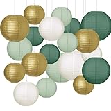 Forbabe 20 Stück Papierlaterne, Salbeigrün Papierlampion Classic...