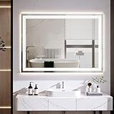 Clevich Badspiegel mit Beleuchtung 70×50 cm, LED Spiegel mit 3 Lichtfarben...