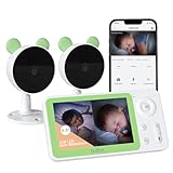 BOIFUN Babyphone mit 2 Kameras und App, Split-Screen-Ansicht,...