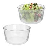 Relaxdays Salatschüssel Glas, 2er Set, 1,6 Liter, Rührschüssel,...