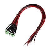 20 Stück 1,8 mm LED vorverdrahtet, grüne Streulinse DC6–12 V,...